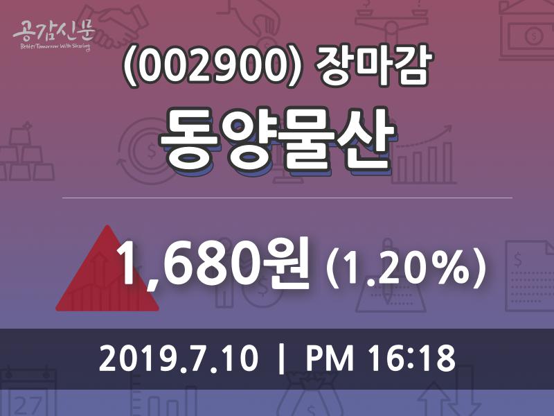 (10일마감주가정보) 동양물산 주가 1680원으로 장 마감