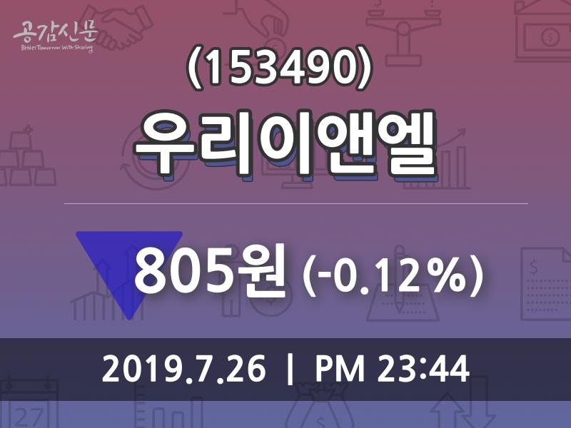우리이앤엘 주가증권그래프  및 주체별 매매동향 26일  현재 805원