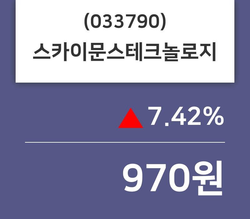 (8일마감주가정보)스카이문스테크놀로지 970원 마감