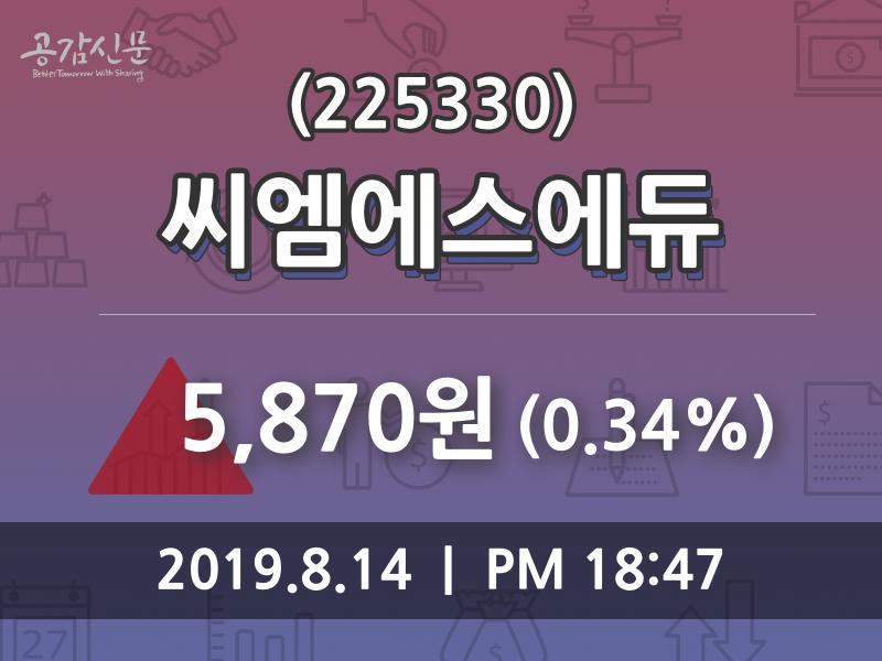 (14일증시종목 마감동향) 씨엠에스에듀 주가 5870원으로 장 마감