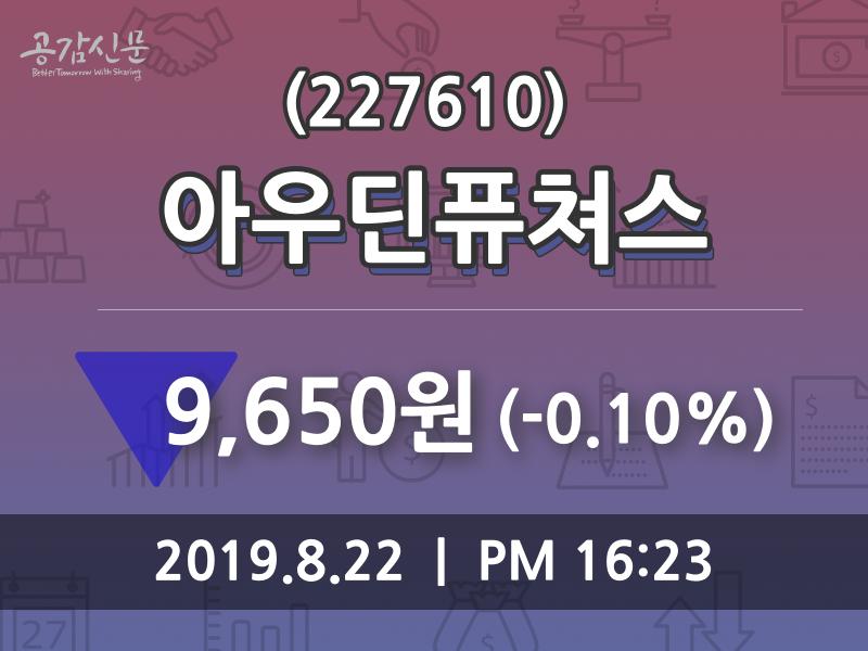 아우딘퓨쳐스주가(227610), 8월 22일 오늘 가격 9650원 오늘시세 및 주체별 매매동향