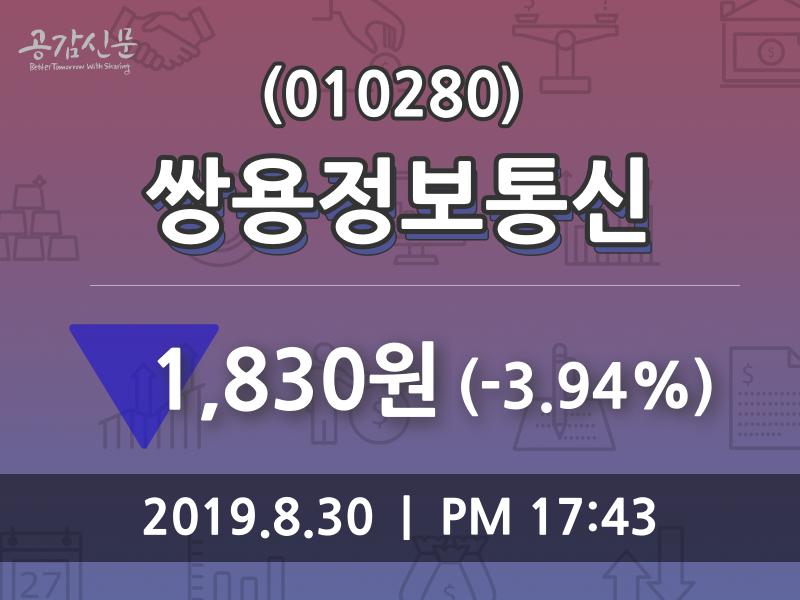 (30일오늘의증시 마감) 쌍용정보통신 주가 1830원으로 장 마감