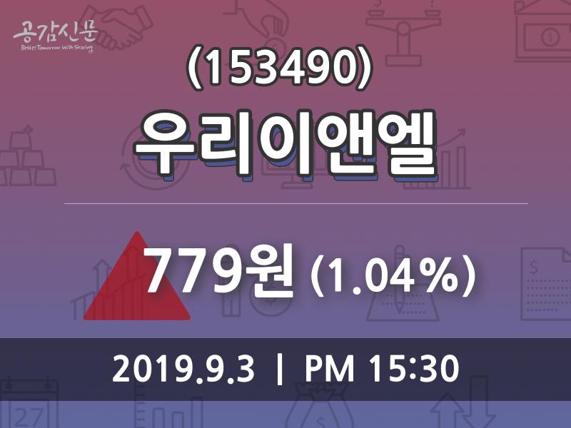 우리이앤엘 주가증권그래프, 3일 오늘거래가 779원 형성