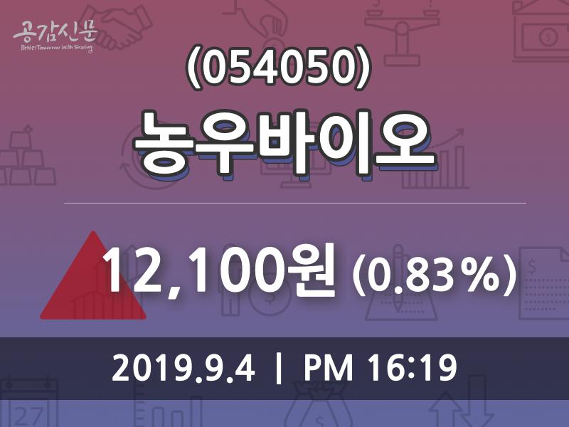 농우바이오 주가(054050)오늘시세 및 종목관련 동향정보, 4일 오늘거래가 12100원 형성