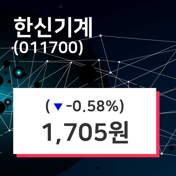 한신기계 주가(011700)증권그래프  외 매매동향..., 2일 오늘 가격 1705원 형성