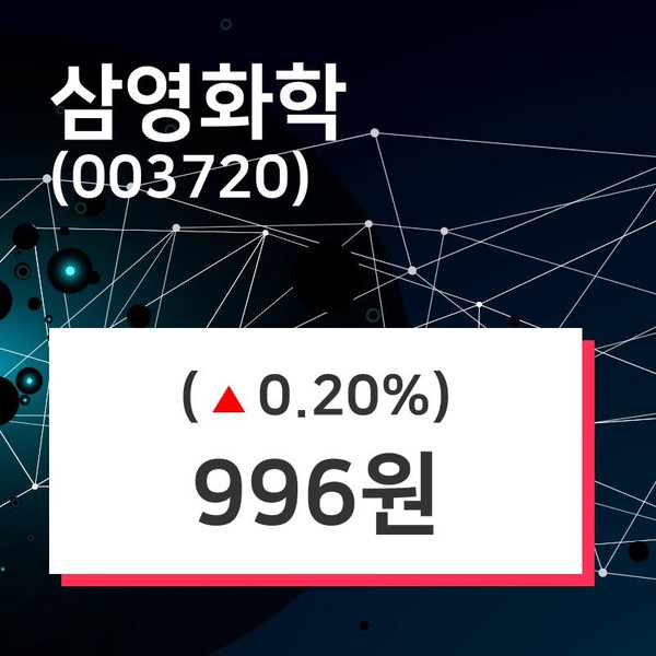 삼영화학, 10일 0.20%변동폭 보여…증권투자정보