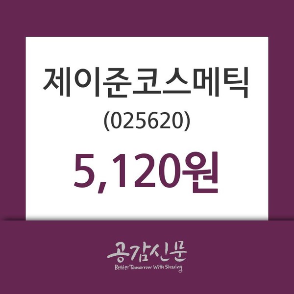 제이준코스메틱주가, 14일 0.79%변동폭 보여