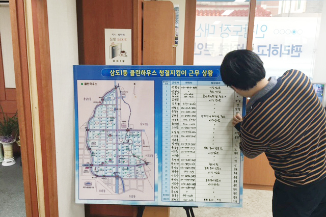 삼도1동, 클린하우스 지정 근무판 설치 및 집중관리
