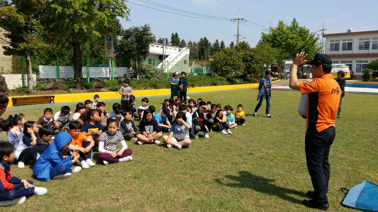 안덕119센터, 창천초등학교 소방훈련 실시