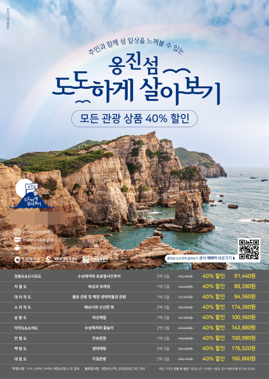 인천관광公, ‘옹진섬 도도하게 살아보기’ 상품 출시…백령·연평도 낚시·투어