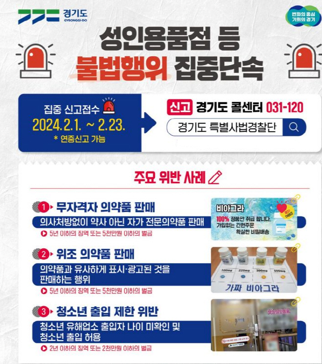 성관련 유해약물·성기구 불법판매 성인용품점 경기도, 집중단속