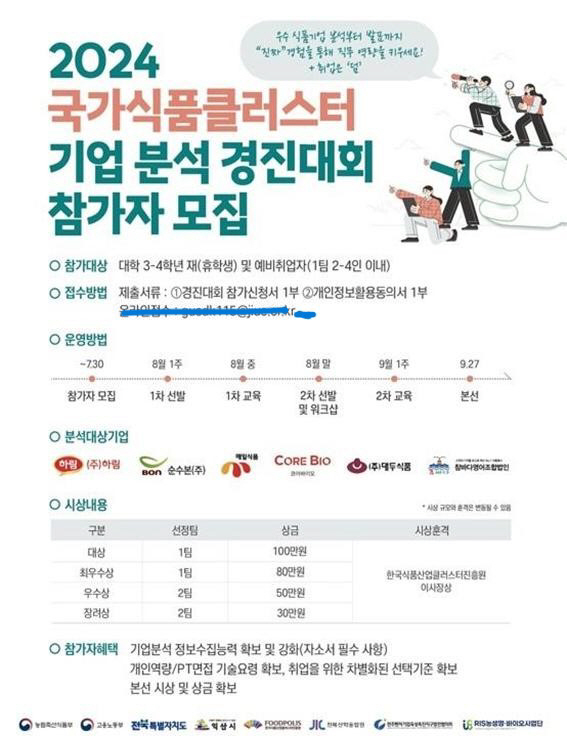식품진흥원 국가식품클러스터 기업 분석경진대회 참가자 모집