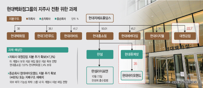 [마켓파워] 남은 시간 넉달···현대百그룹, 지주 요건 충족 잰걸음