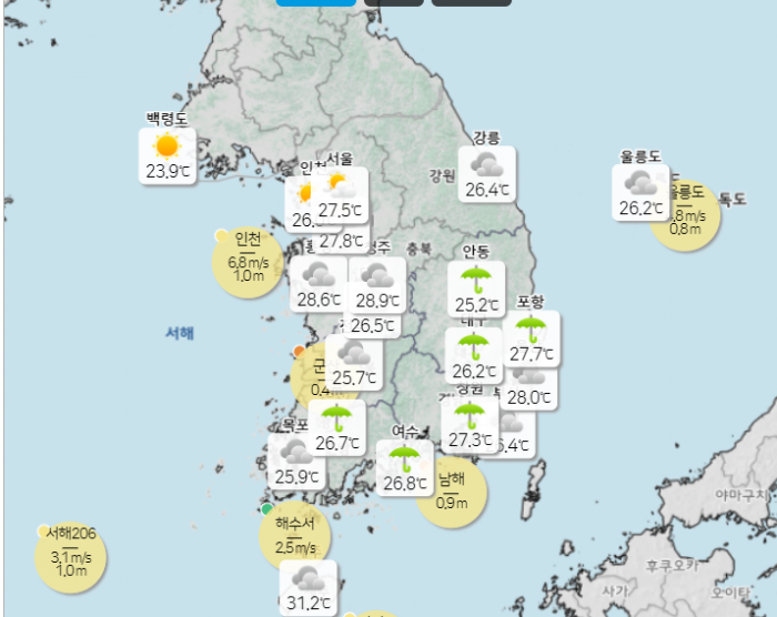 [날씨]남부지방 중심으로 곳곳에 강한 비…중부지방 차차 맑아져 무더위