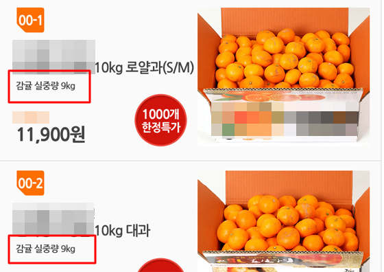 온라인몰 과일 싸다했더니...박스 무게 포함 꼼수