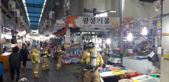 공주소방서, 산성시장 가상화재출동훈련 가져