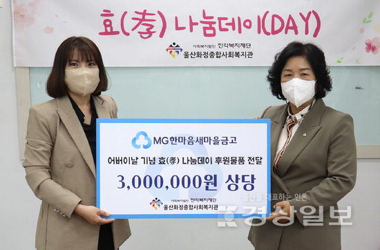 한마음새마을금고, 화정복지관에 건강식품 등 300만원 상당 물품 후원