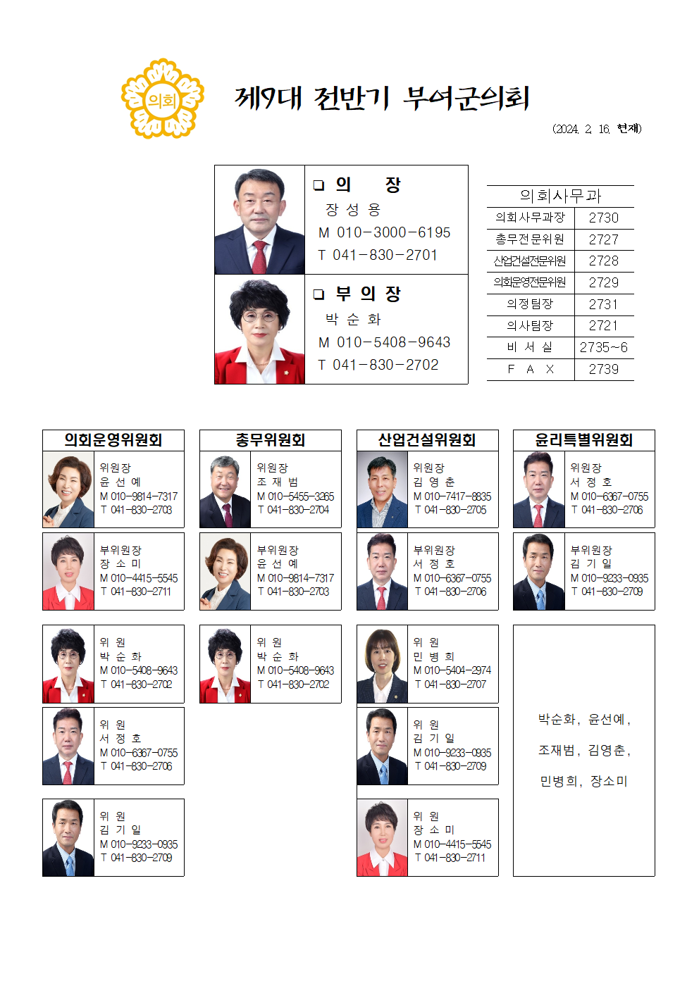 충남 부여군의회, 올해 첫 제280회 임시회 개회