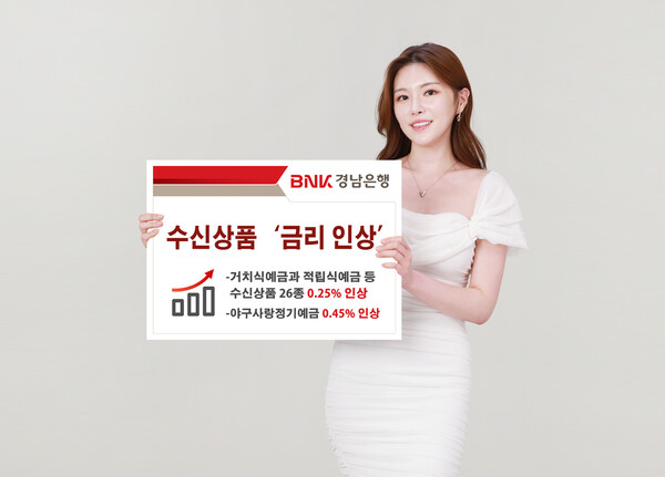 BNK경남은행, 수신상품 금리 최대 0.45% 인상…특판 정기적금 3년제 최고 연 4.72%