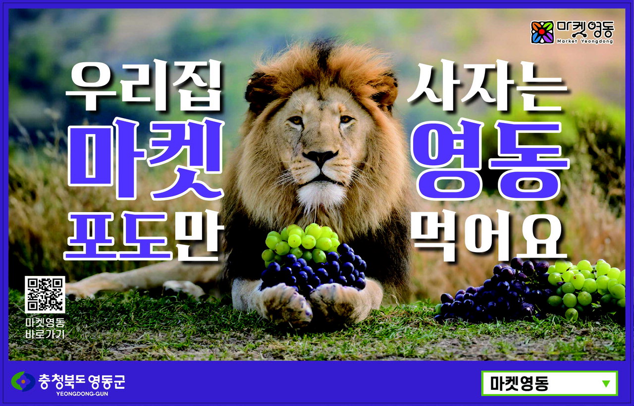 영동포도만 먹는 사자… 20대 주무관이 만든 마켓영동 광고 인기