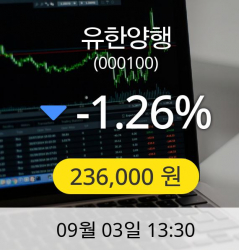 [유한양행주가] 3일 오후 1시 30분 236,000원