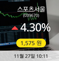 [스포츠서울주가] 27일 현재 1,575원