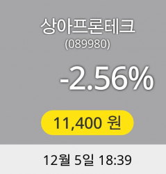 상아프론테크 5일 11,400원 장마감보고