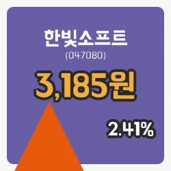 [한빛소프트주가] 3일 현재 3,185원