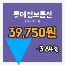 [롯데정보통신주가] 14시 25분 현재 39,750원