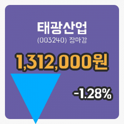 주식마감태광산업 24일 1,312,000원 마감주식차트종합