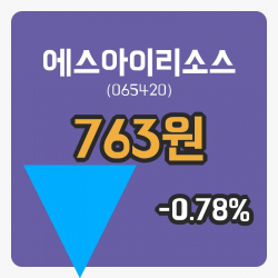 [에스아이리소스주가] 21일 이시각 현재  763원