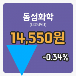 [동성화학주가] 7일 이시각 현재  14,550원