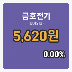 [금호전기주가] 21일 9시 34분 현재 5,620원