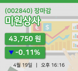코스피정리미원상사 19일 43,750원 마감
