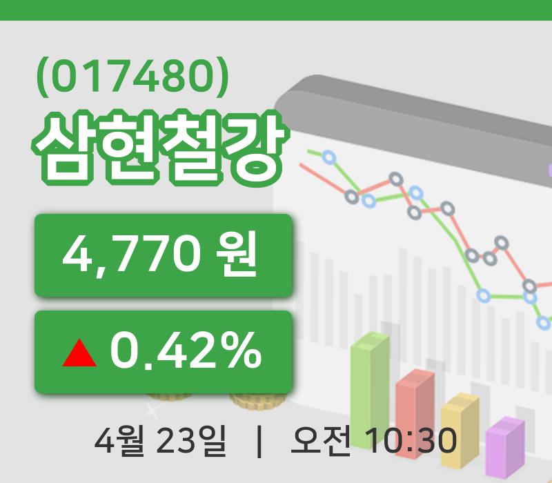 [삼현철강주가] 23일 이시각 현재  4,770원