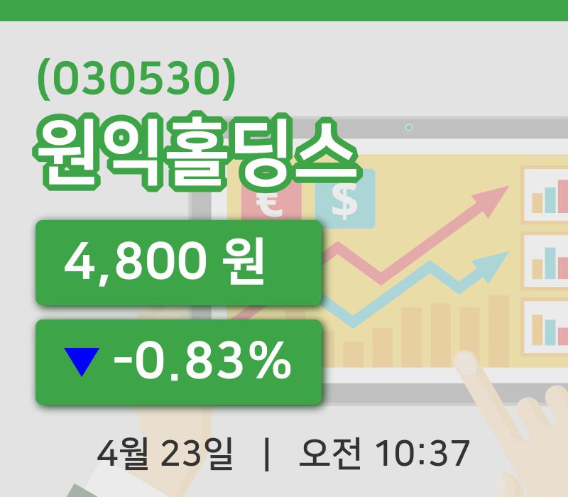 [원익홀딩스주가] 23일 이시각 현재  4,800원