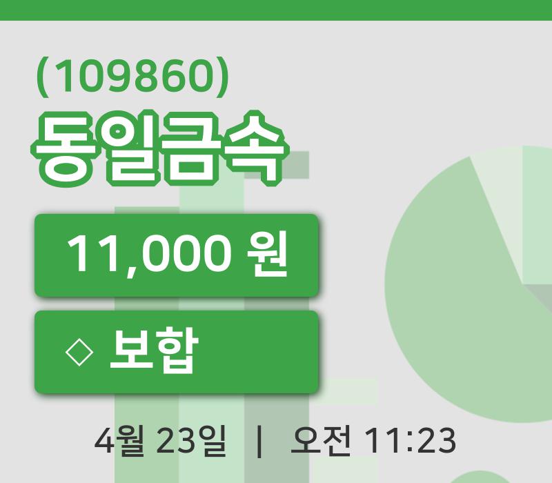 [동일금속주가] 11시 23분 현재 11,000원