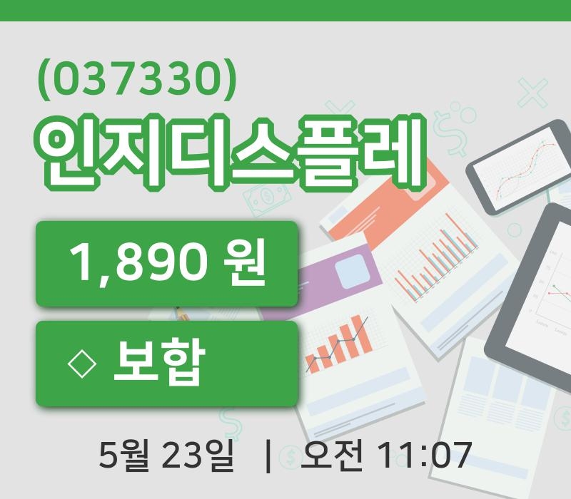 [인지디스플레주가] 23일 11시 07분 현재 1,890원