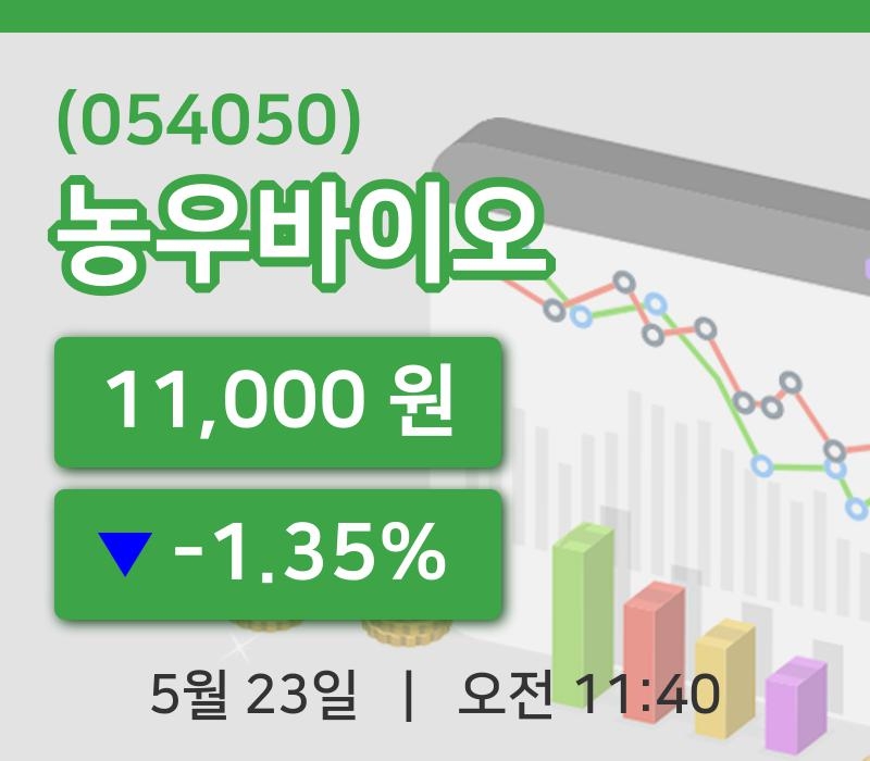 [농우바이오주가] 23일 이시각 현재  11,000원