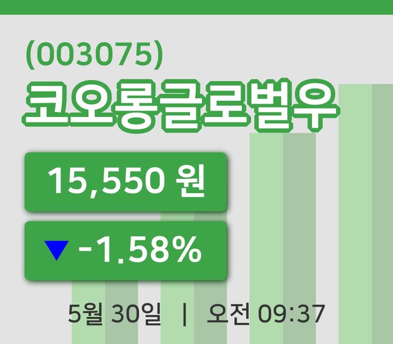 [코오롱글로벌우주가] 30일 9시 37분 현재 15,550원