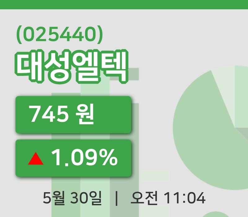[대성엘텍주가] 30일 이시각 현재  745원
