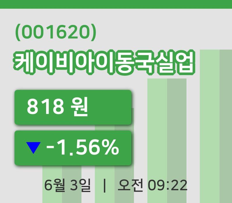 [케이비아이동국실업주가] 3일 이시각 현재  818원