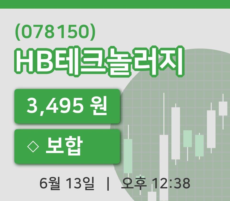 [HB테크놀러지주가] 12시 38분 현재 3,495원
