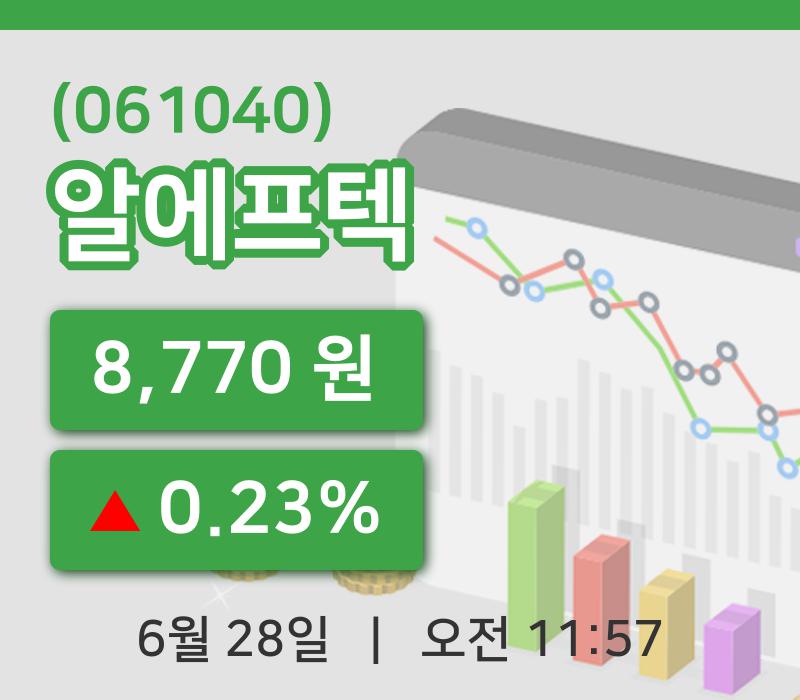 [알에프텍주가] 11시 57분 현재 8,770원