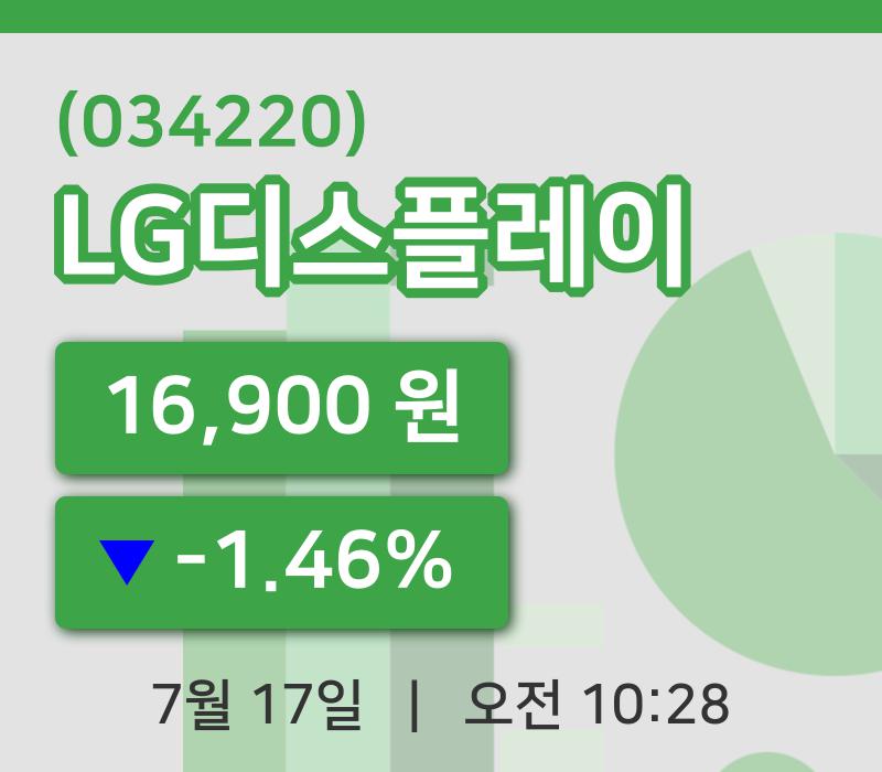 [LG디스플레이주가] 17일 10시 28분 현재 16,900원