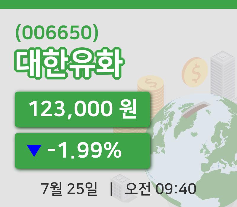 [대한유화주가] 25일 9시 40분 현재 123,000원