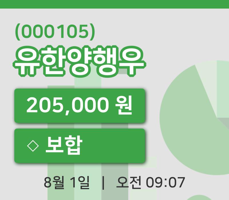 [유한양행우주가] 1일 이시각 현재  205,000원