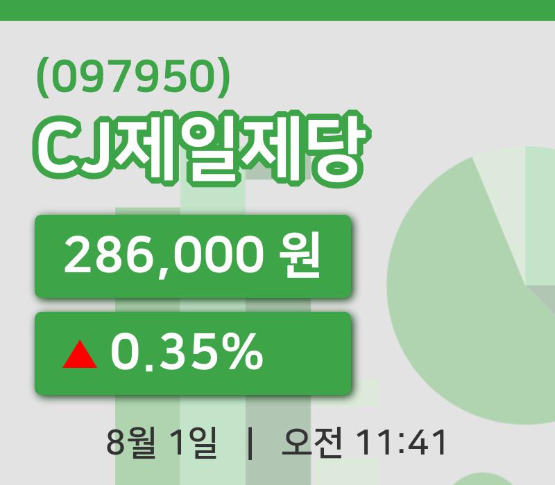 [CJ제일제당주가] 11시 41분 현재 286,000원
