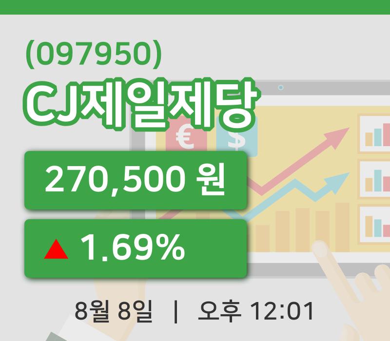 [CJ제일제당주가] 12시 01분 현재 270,500원