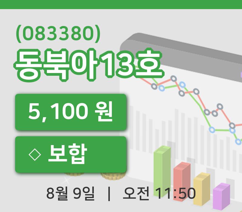 [동북아13호주가] 11시 50분 현재 5,100원